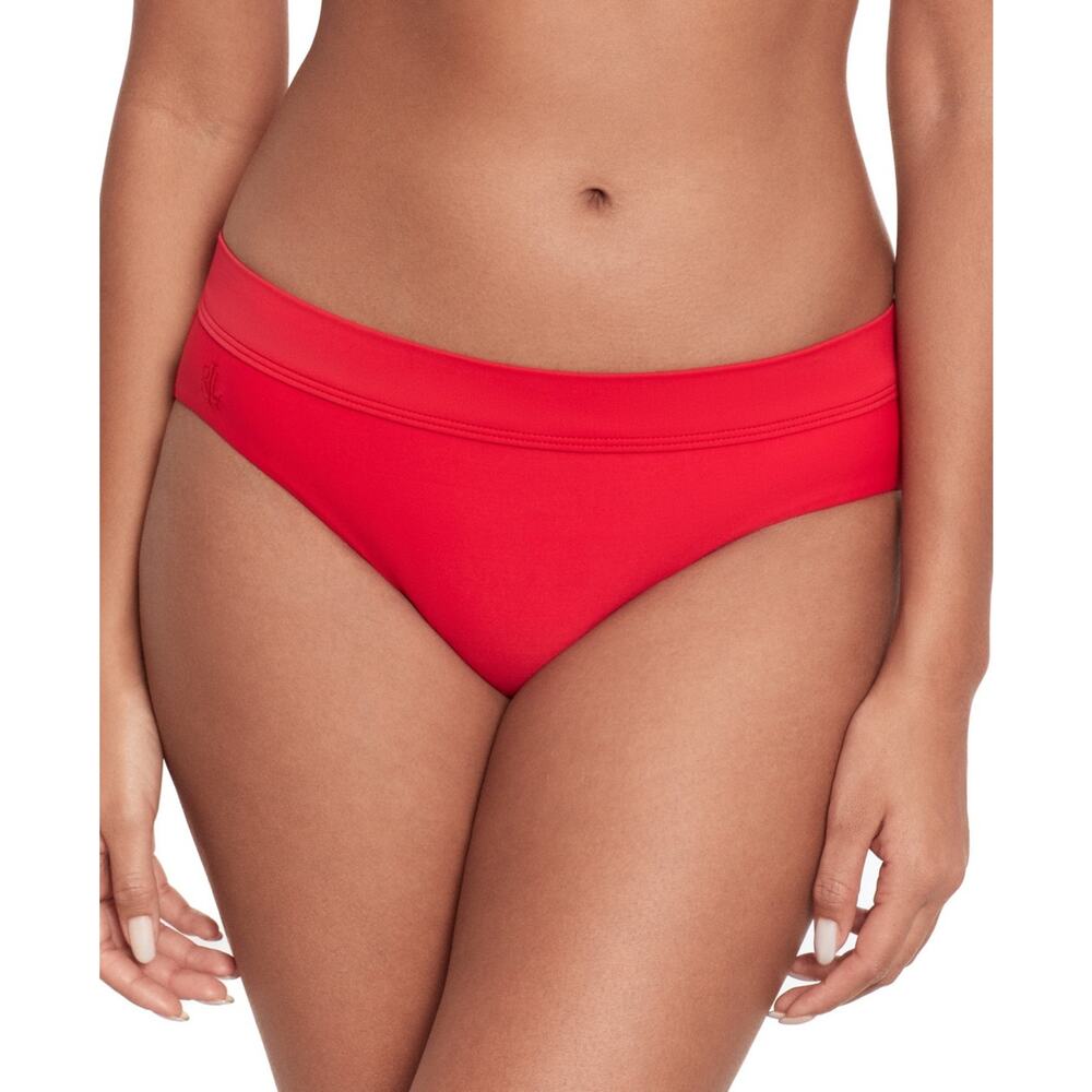 Lauren Ralph Lauren Women's Classic Band Hipster Bikini Bottoms Red Size 14 0372